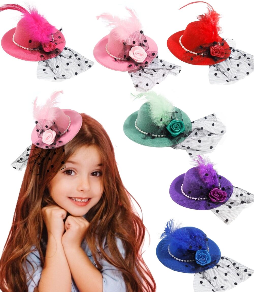 4072 Mini Tea Party Hats - 6 PK - Clip-On 4 Inches Fascinators Hats